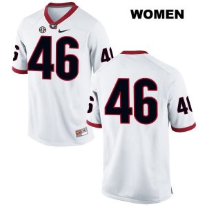 Women's Georgia Bulldogs NCAA #46 Andrew Wing Nike Stitched White Authentic No Name College Football Jersey BSM7554SL